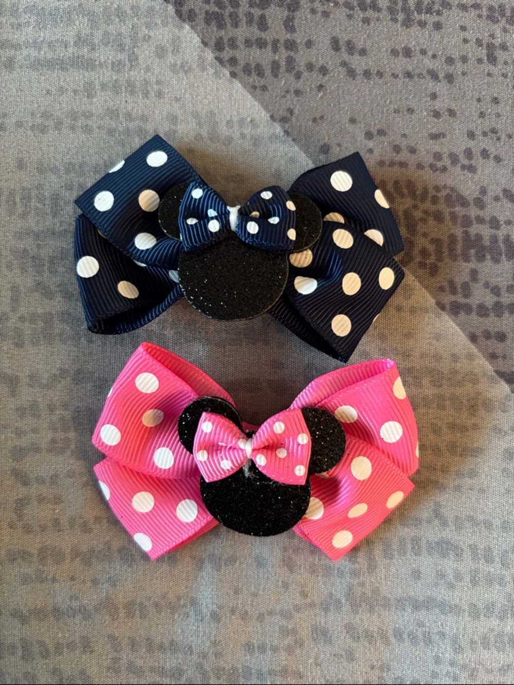 Polka Dot Minnie Ear Hair Bows - Pink & Navy